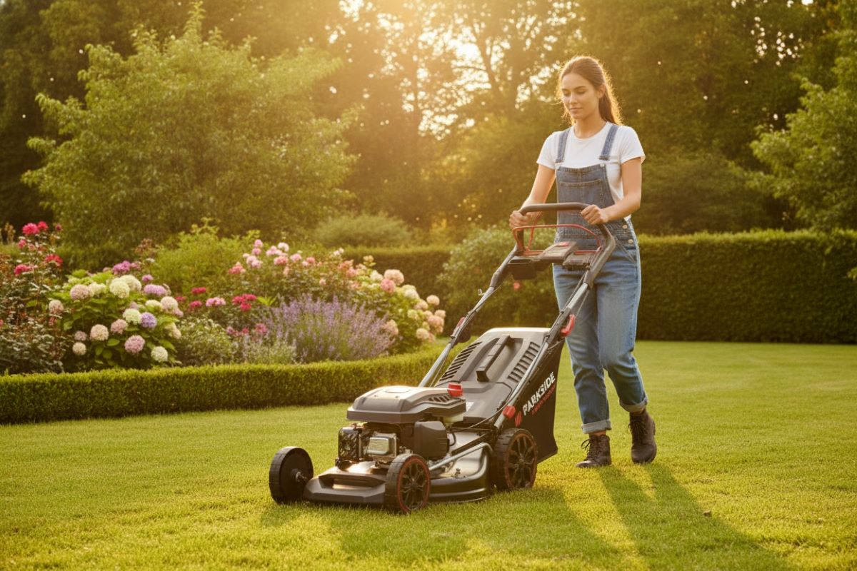 Parkside Performance Benzínová sekačka na trávu s pojezdem a s elektrickým startováním PPBRM 53 B2 10